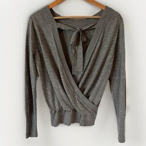 J. Crew Merino Wool Wrap Bow Open Back Sweater